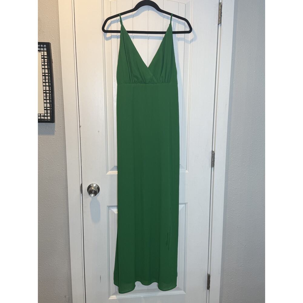 E. SSUE Women's Medium Adjustablel Straps Kelly Green Maxi Dress